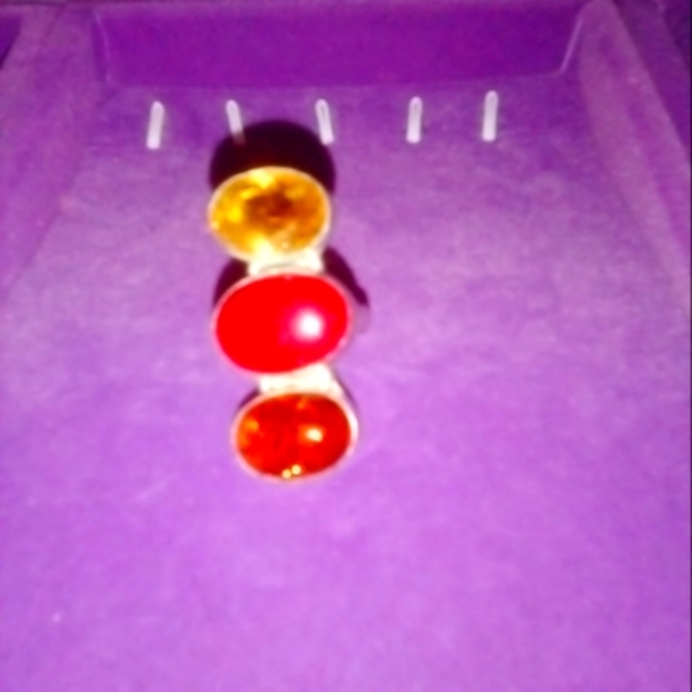 CORAL AND AMBER RING